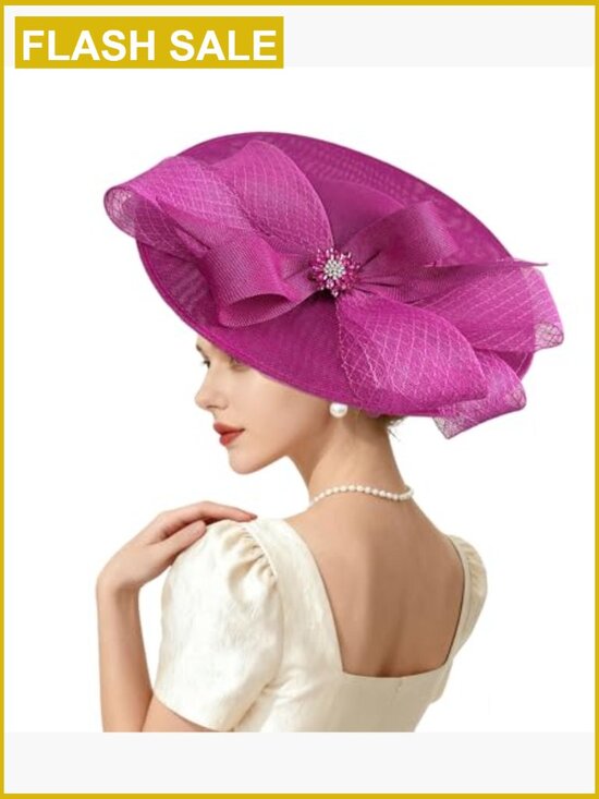 Wide Brim Fascinator Hat Tea Party Headband Vintage Church Lady Headwear Derby main image 5